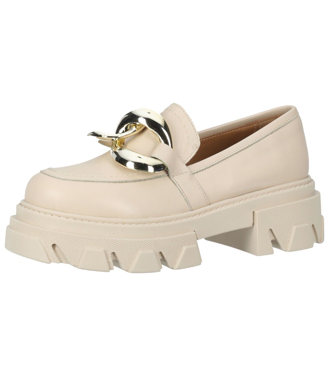 Lazamani Halbschuhe Leder Slipper Beige