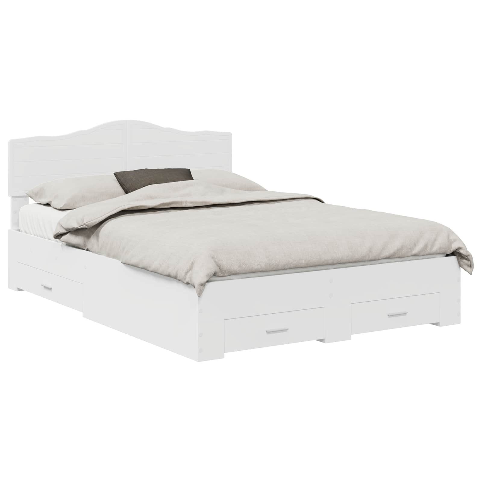 vidaXL Bett Bettrahmen mit Schubladen Weiß 160 x 200 cm Holzwerkstoff (1-tlg)
