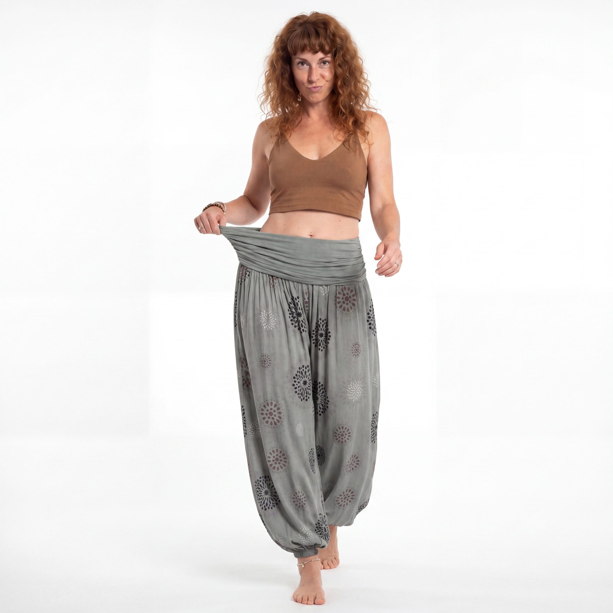 OriginalYou Haremshose Pluderhose für Damen leichte Haremshose sommerliche Yogahose Middle Waist, mit elastischem Bund, weites Bein