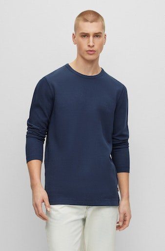 BOSS ORANGE Langarmshirt mit Kontrastband im Kragen dark blue