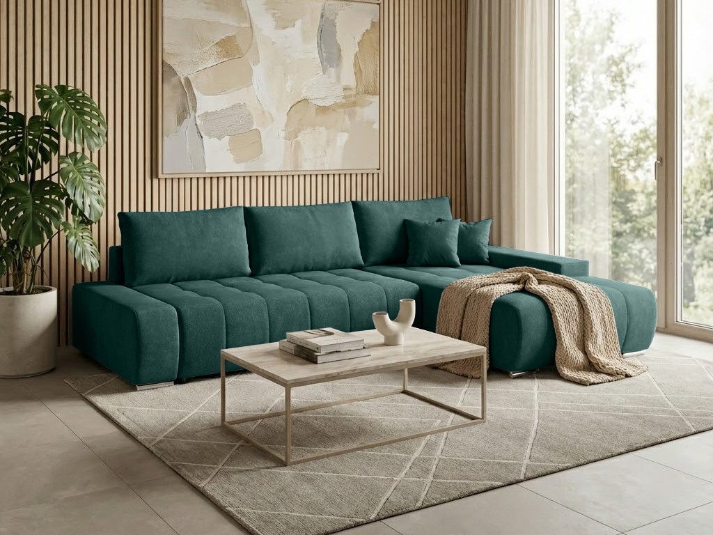 Beautysofa Ecksofa Draco L mit Schlaffunktion, in pflegeleichten Stoffen, Bettkasten