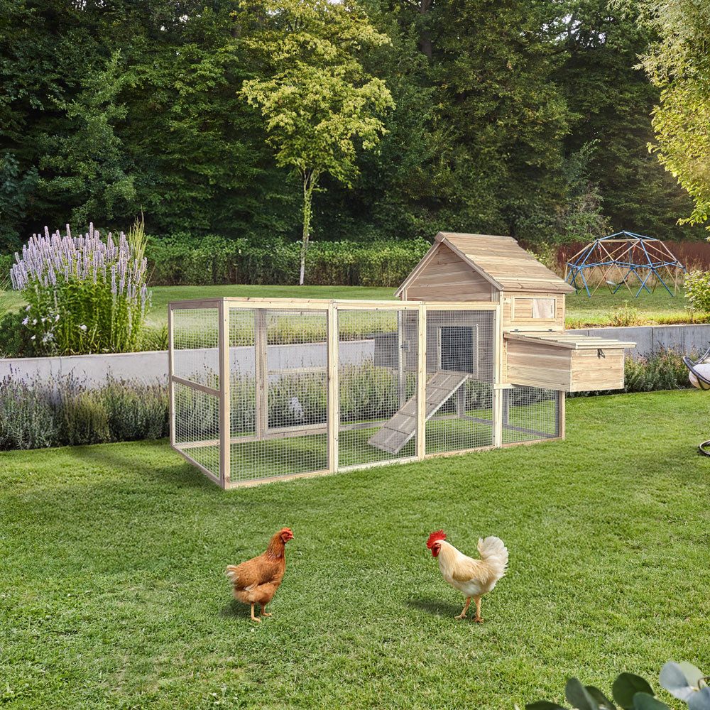 HOME DELUXE Hühnerstall TANO Hühnerhaus, Hühnergehege, Kleintierstall, Integrierter Auslauf, Herausziehbare Kotwanne, Nistkasten