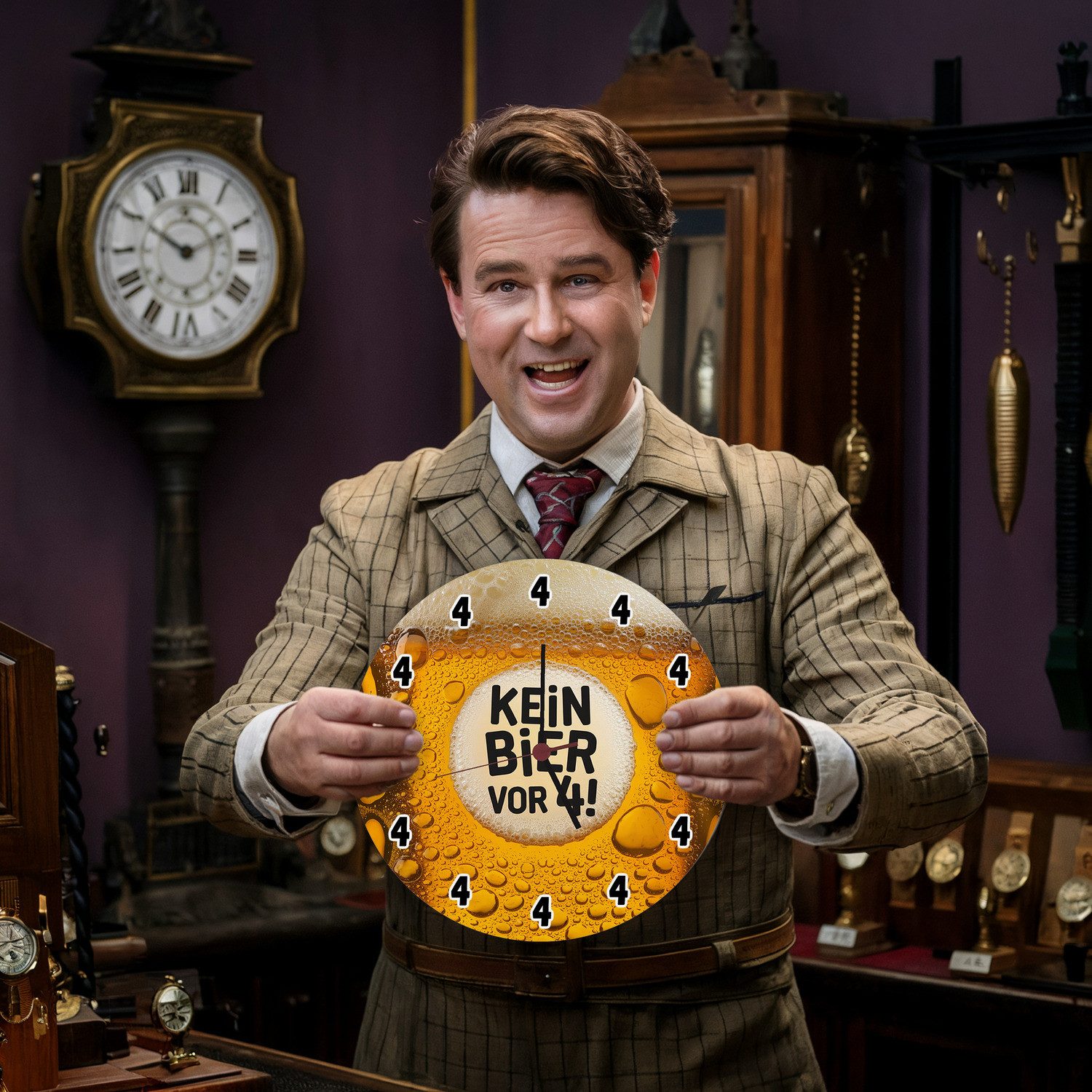 speecheese Wanduhr Kein Bier vor 4! Wanduhr aus Alu günstig online kaufen