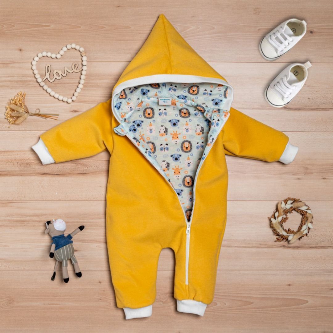 suebidou Fleeceoverall Wollfleece Overall mit Zwergenkapuze Wagenanzug Baby Overall