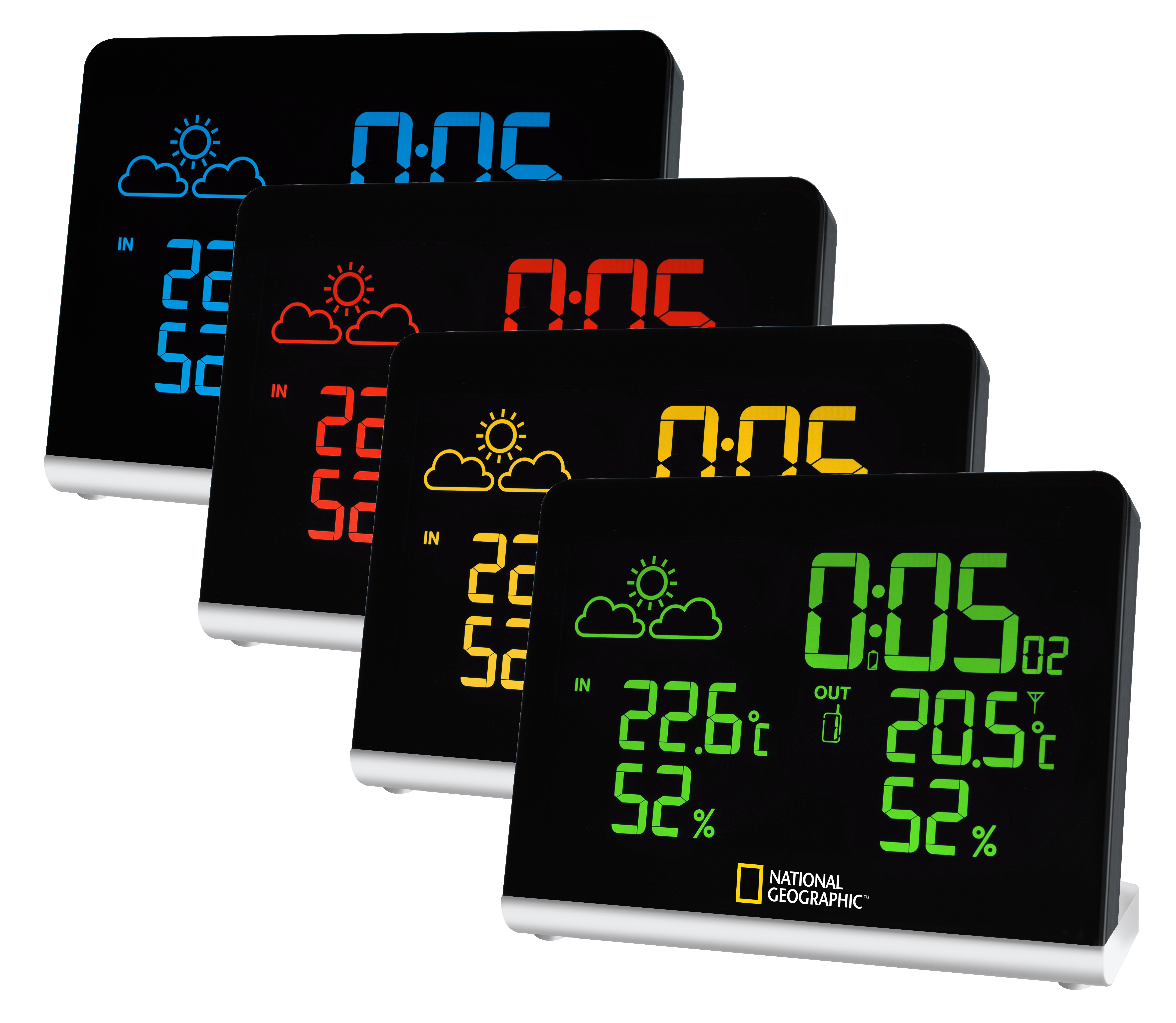 NATIONAL GEOGRAPHIC NATIONAL GEOGRAPHIC Multi-Colour-Funkwetterstation mit wechselndem Fa… Funkwetterstation