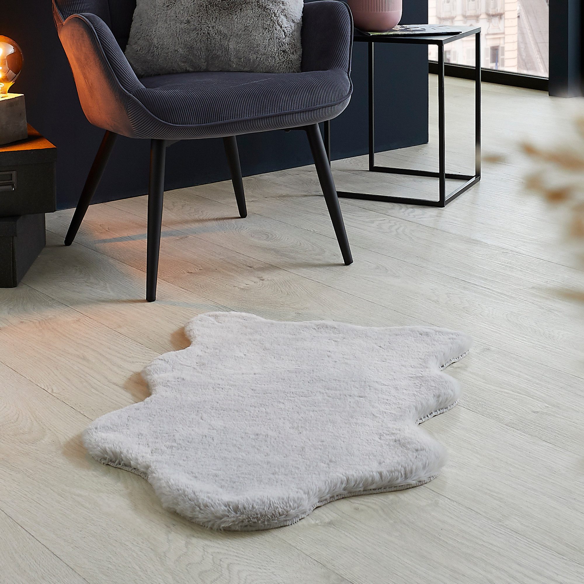 my home Fellteppich Lugano, fellförmig, Höhe: 30 mm, Kunstfell, Uni Farben, günstig online kaufen