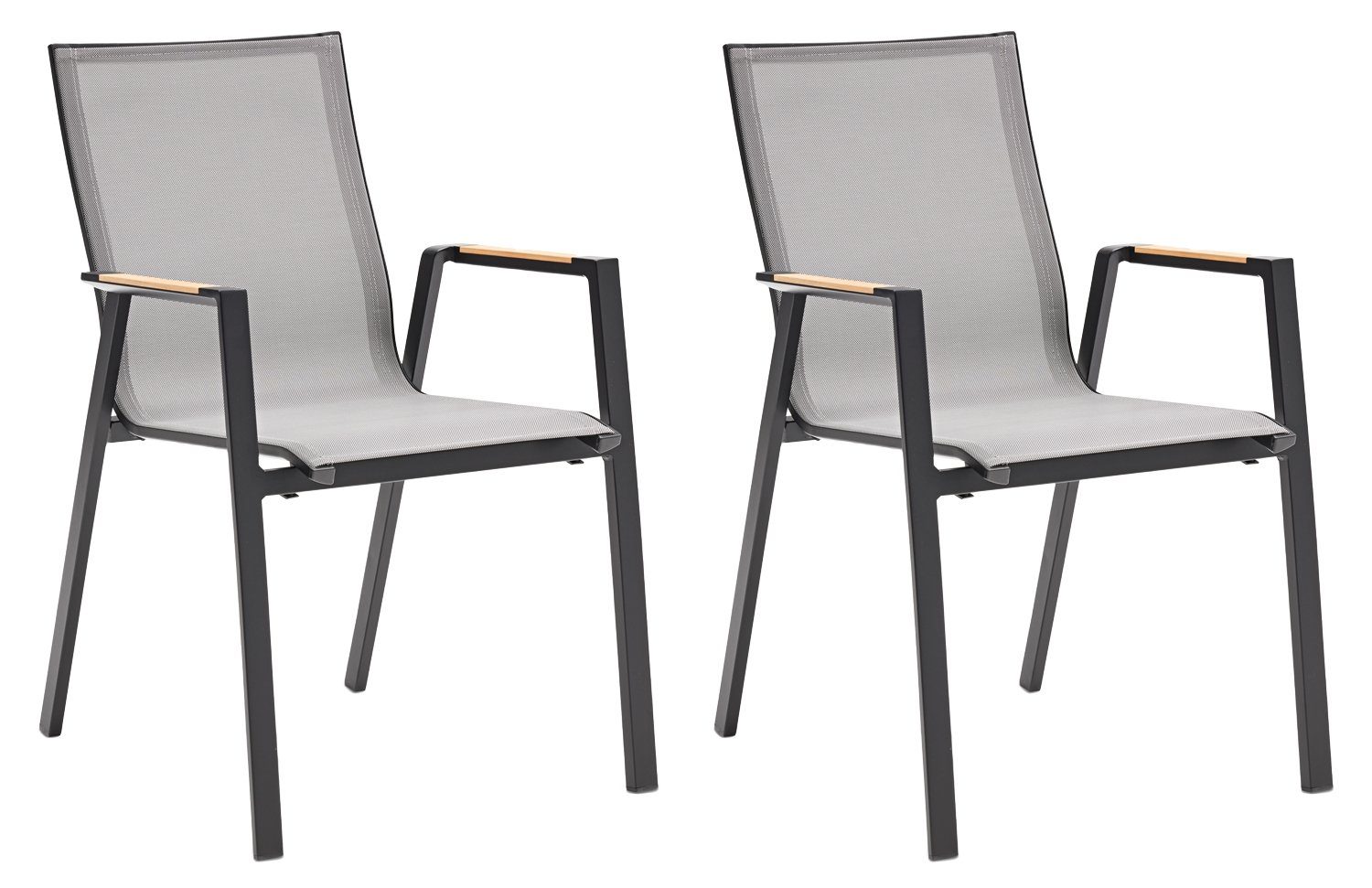 Gartenstuhl FERINA, Aluminium, Polypropylen, Holz, 2er Set