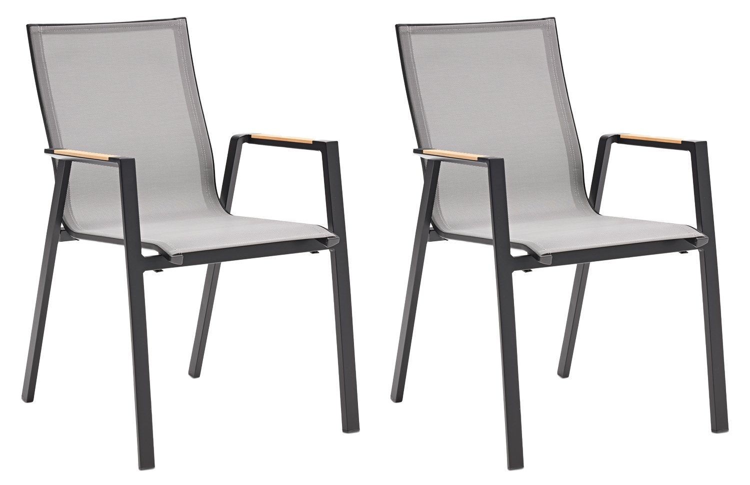 MONDO Gartenstuhl FERINA, Aluminium, Polypropylen, Holz, 2er Set, (Set, 2 St),  stapelbar | Stühle