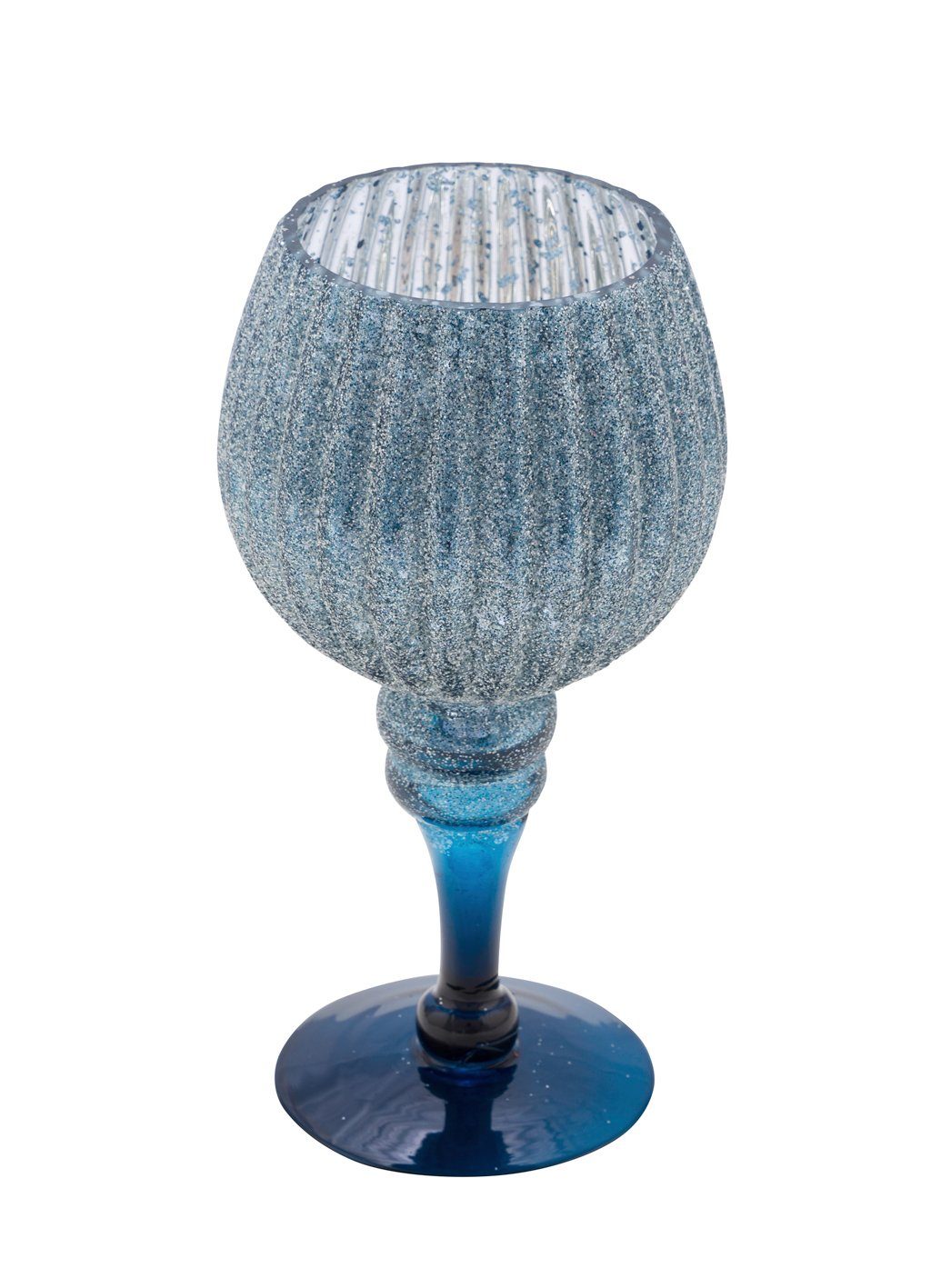 Gehlmann Deko-Glas NEU Glaskelch, blau / silber, "Germany", handgefertigt, handgefertigt, mundgeblasen