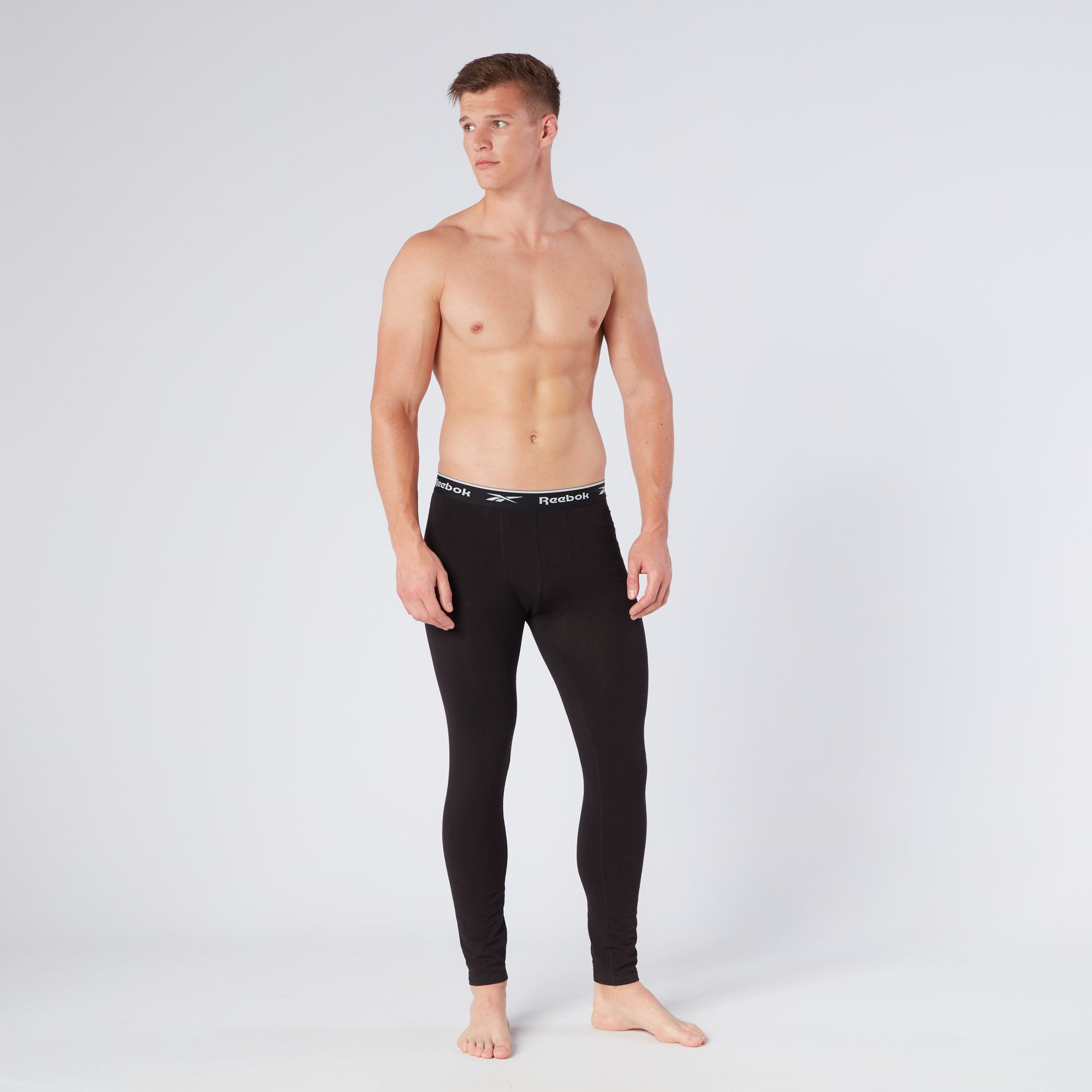 Reebok Lange Unterhose JOHNY basic, lang, atmungsaktiv, mit Logo, breiter Bund, Baumwollmix