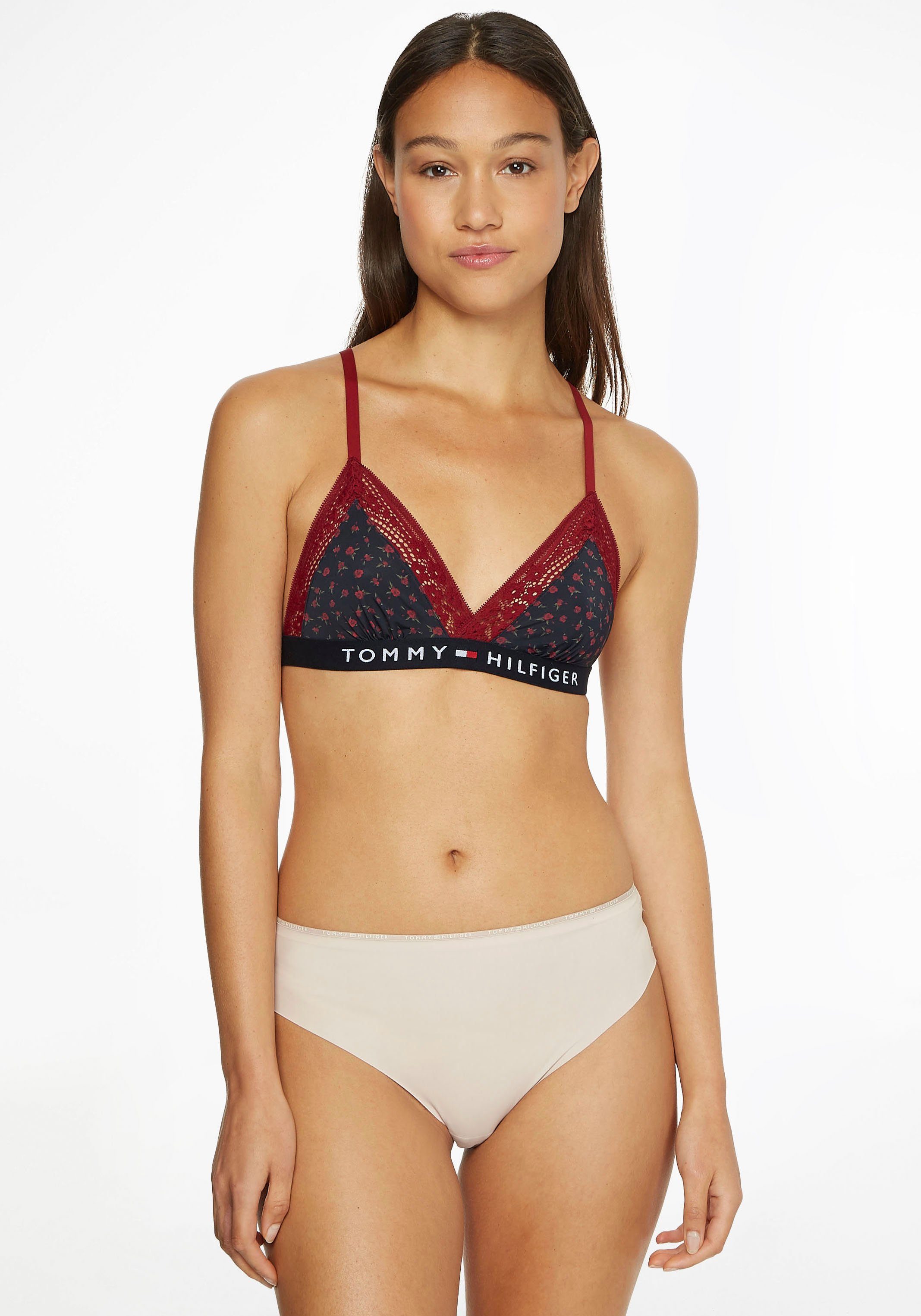 Tommy Hilfiger Underwear Triangel-BH mit Spitzenkante und floralem Druck