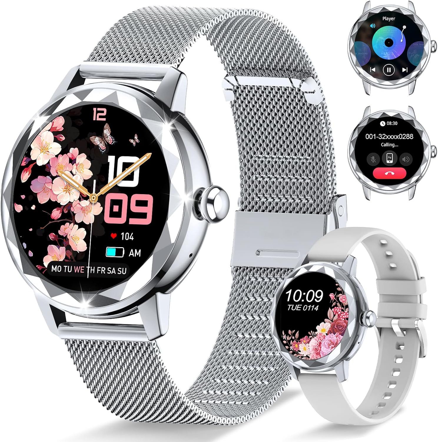 Damen's IP68 wasserdicht Fitness-Tracker Telefonfunktion Smartwatch