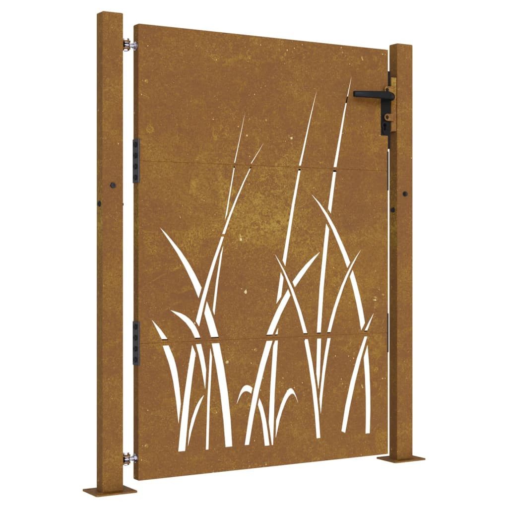 vidaXL Gartentor Gartentor 105x130 cm Cortenstahl Gras-Design Abschließbar Zauntor