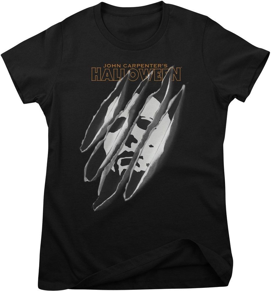 Halloween T-Shirt Halloween - Michael Myers Slashed Mask Girly Tee