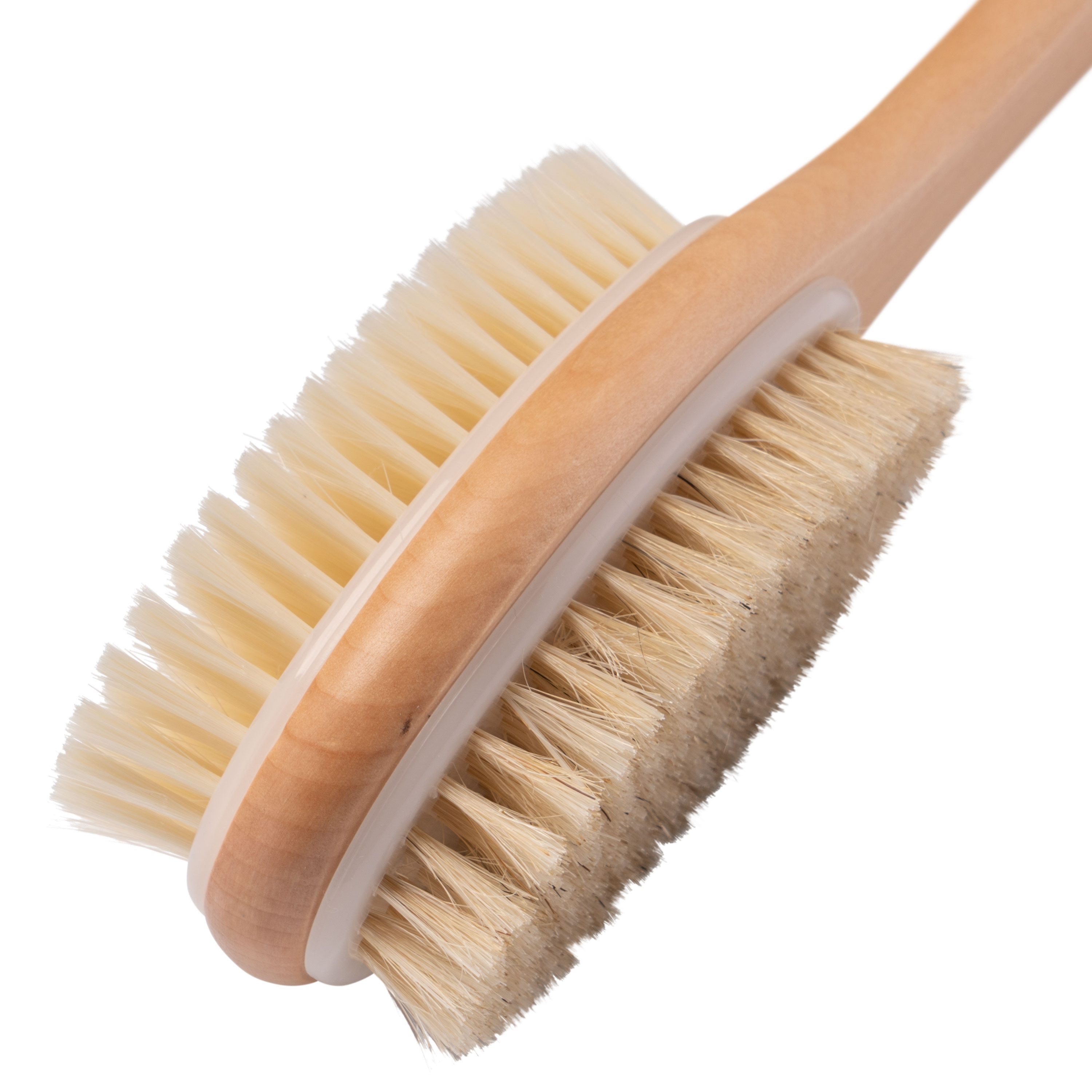 K-Pro Körperbürste Massagebürste Rückenpflege mit langem Stil - Natur, 1-tlg., Hautpflege bürsten, Hautdurchblutung fördern, Haut glätten