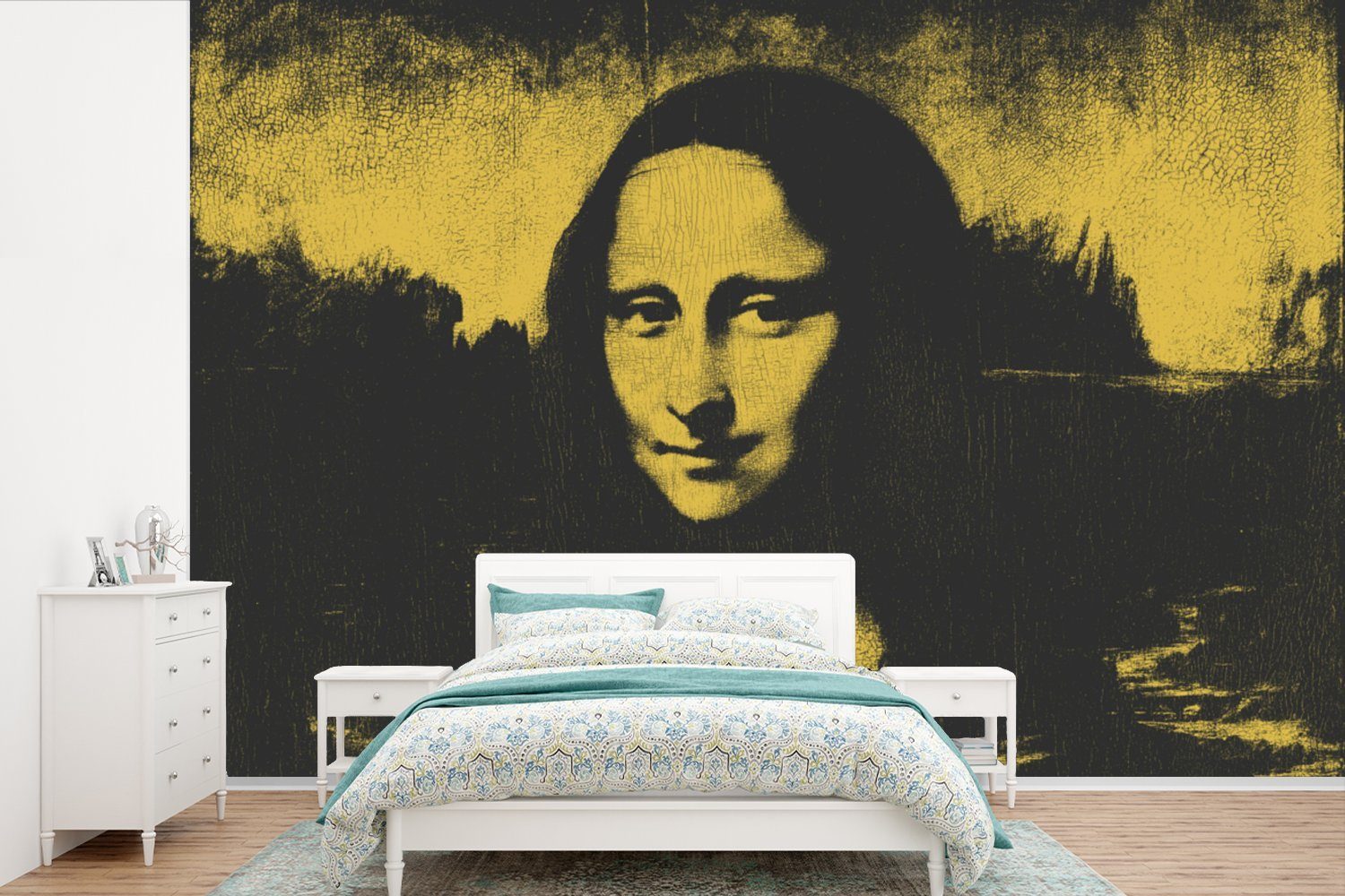MuchoWow Fototapete Mona Lisa - Leonardo da Vinci - Alte Meister, Matt, bedruckt, (6 St), Wallpaper für Wohnzimmer, Schlafzimmer, Kinderzimmer, Vinyl Tapete