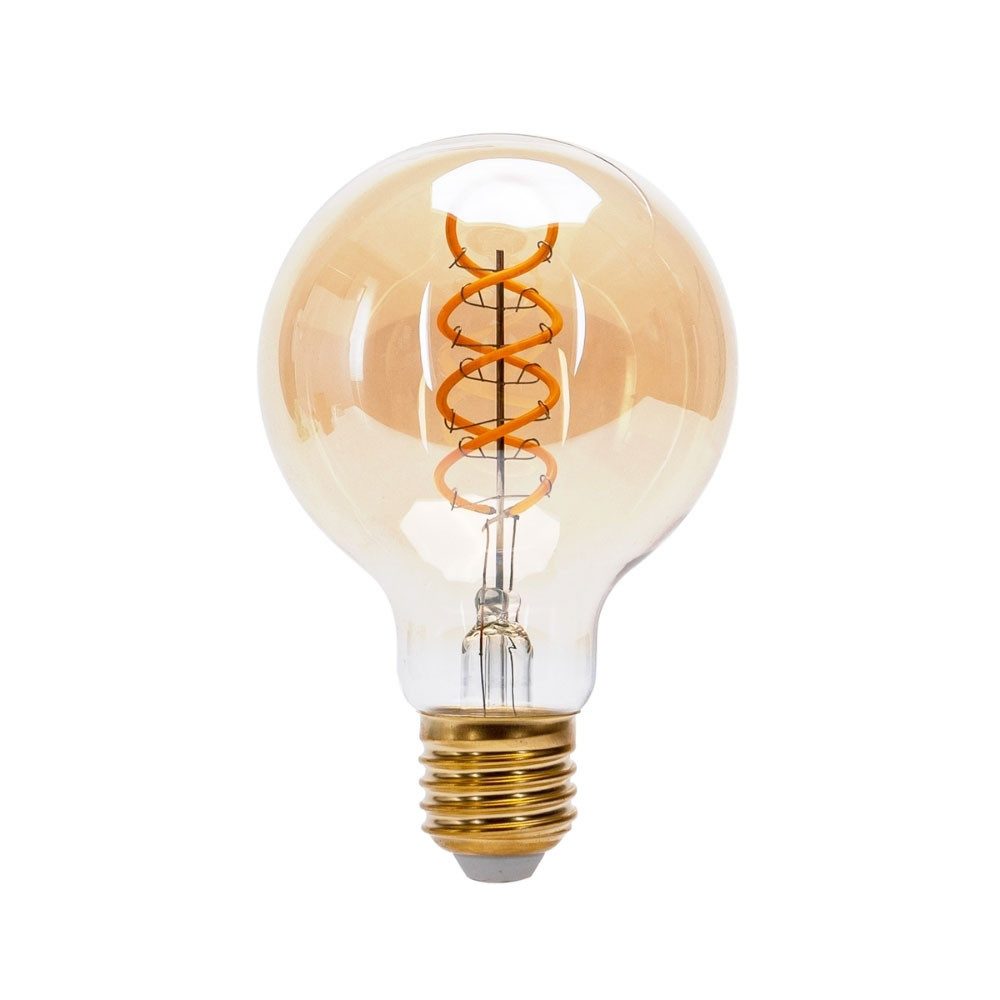 Aigostar LED-Leuchtmittel 4w E27 LED Retro Vintage Nostalgie Spiralen Filament Leuchtmittel, Warmweiß, 4w, 280 Lumen, Warmweiß 1800K, Ø80x122mm, Klar Glas Bernstein, G80, IP20, E27