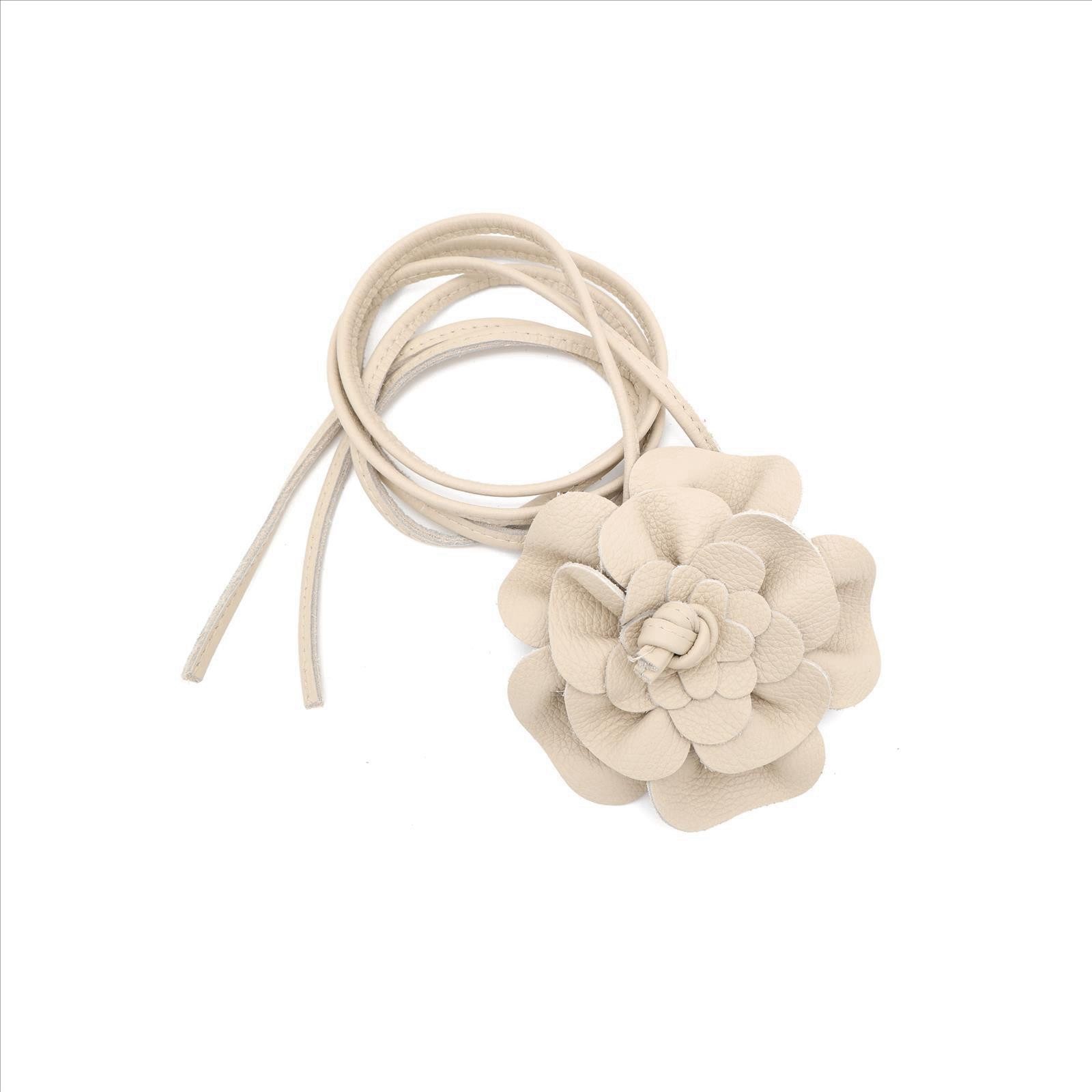 MIRROSI Taillengürtel Blume aus Echtleder zu binden, Einheitsgröße, Made in Italy Einheitsgröße (Geeignet für einen Hüftumfang bis zum ca.150 cm)