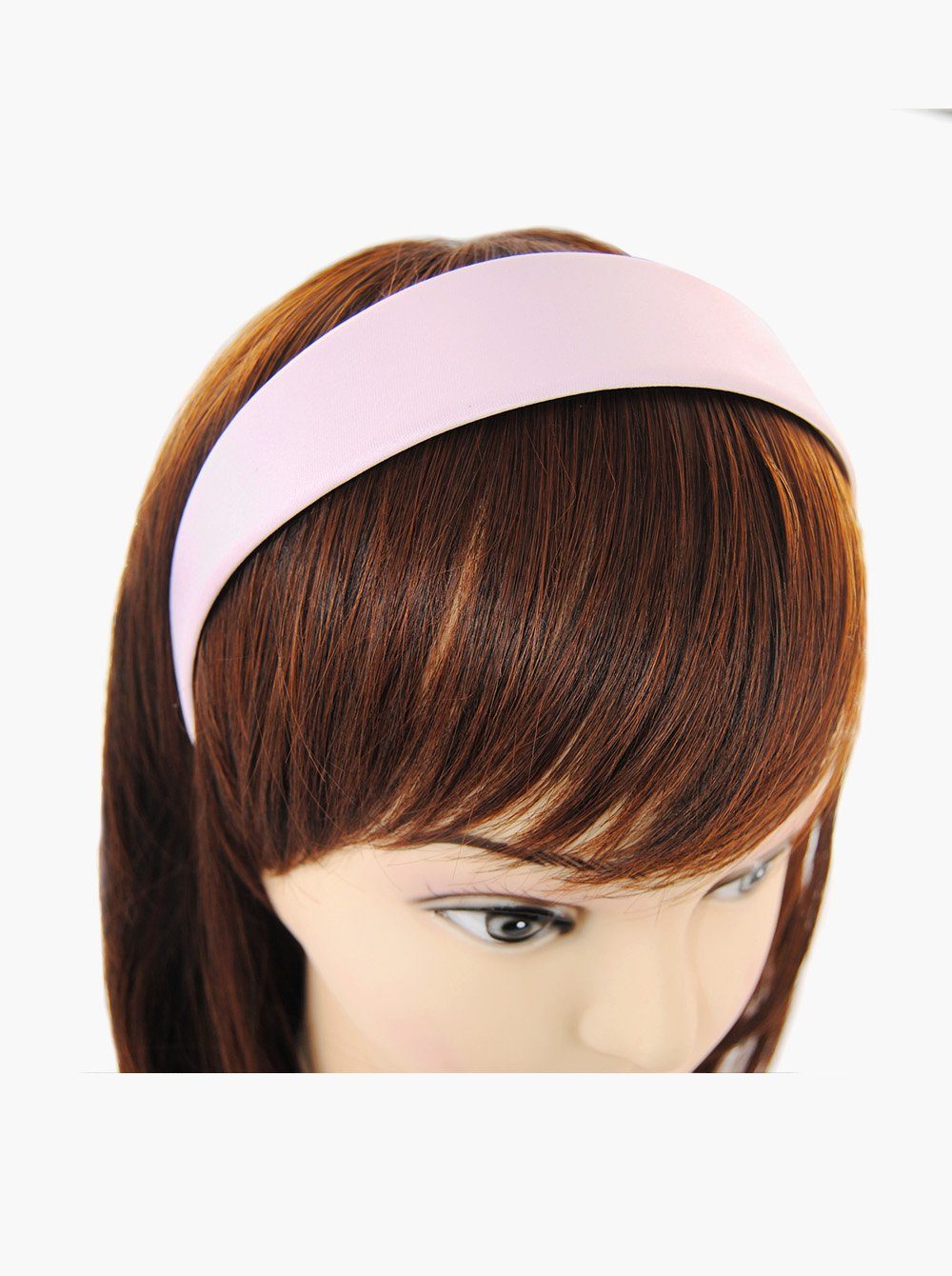 Haareifen Haarband Breiter Satin Rosa mit Haarreif Klassik-Look Damen axy bezogen, Haarreif Vintage