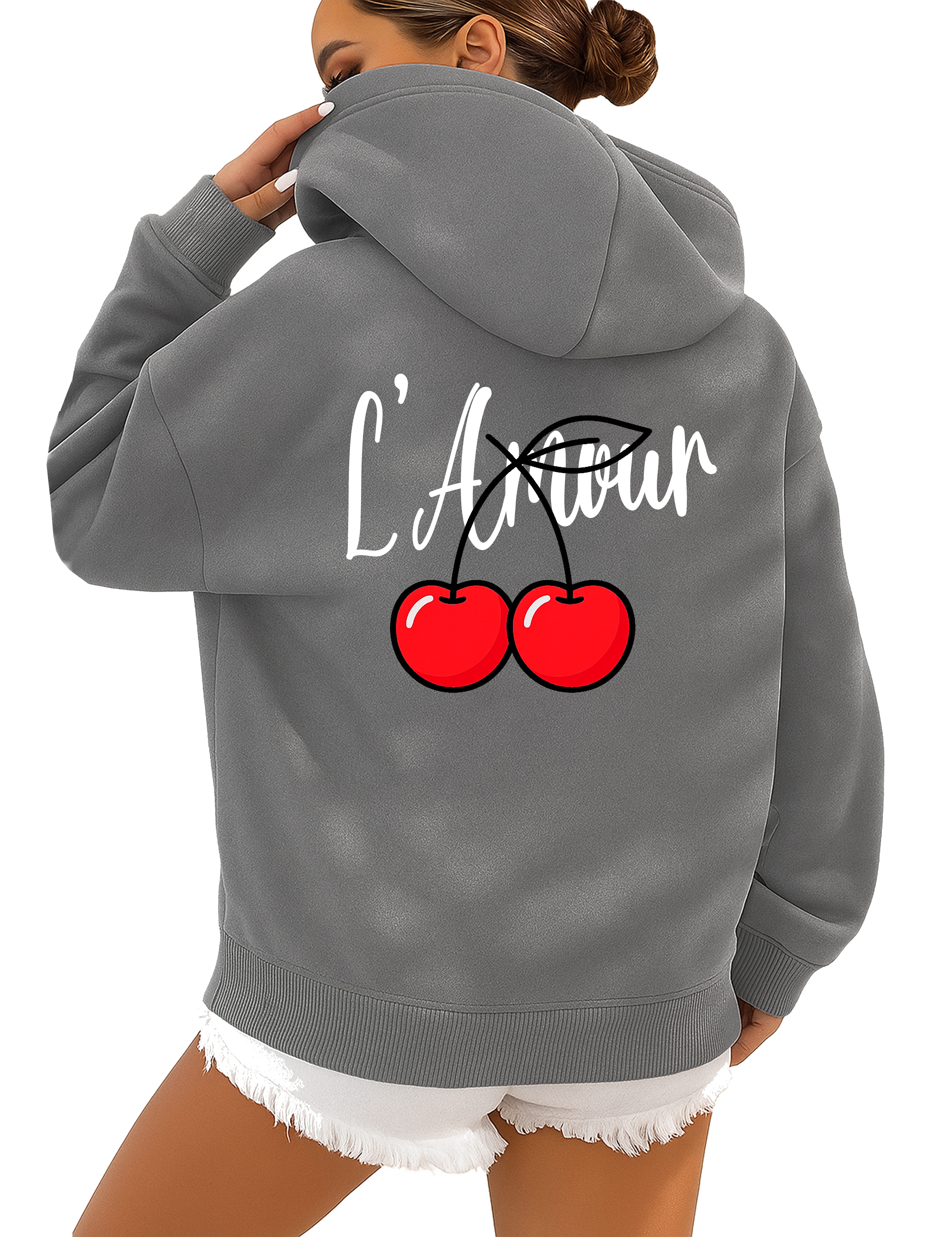 RMK Kapuzenpullover Damen Pullover L'Amour Winter Hoodie Hoody Oversized Sw günstig online kaufen