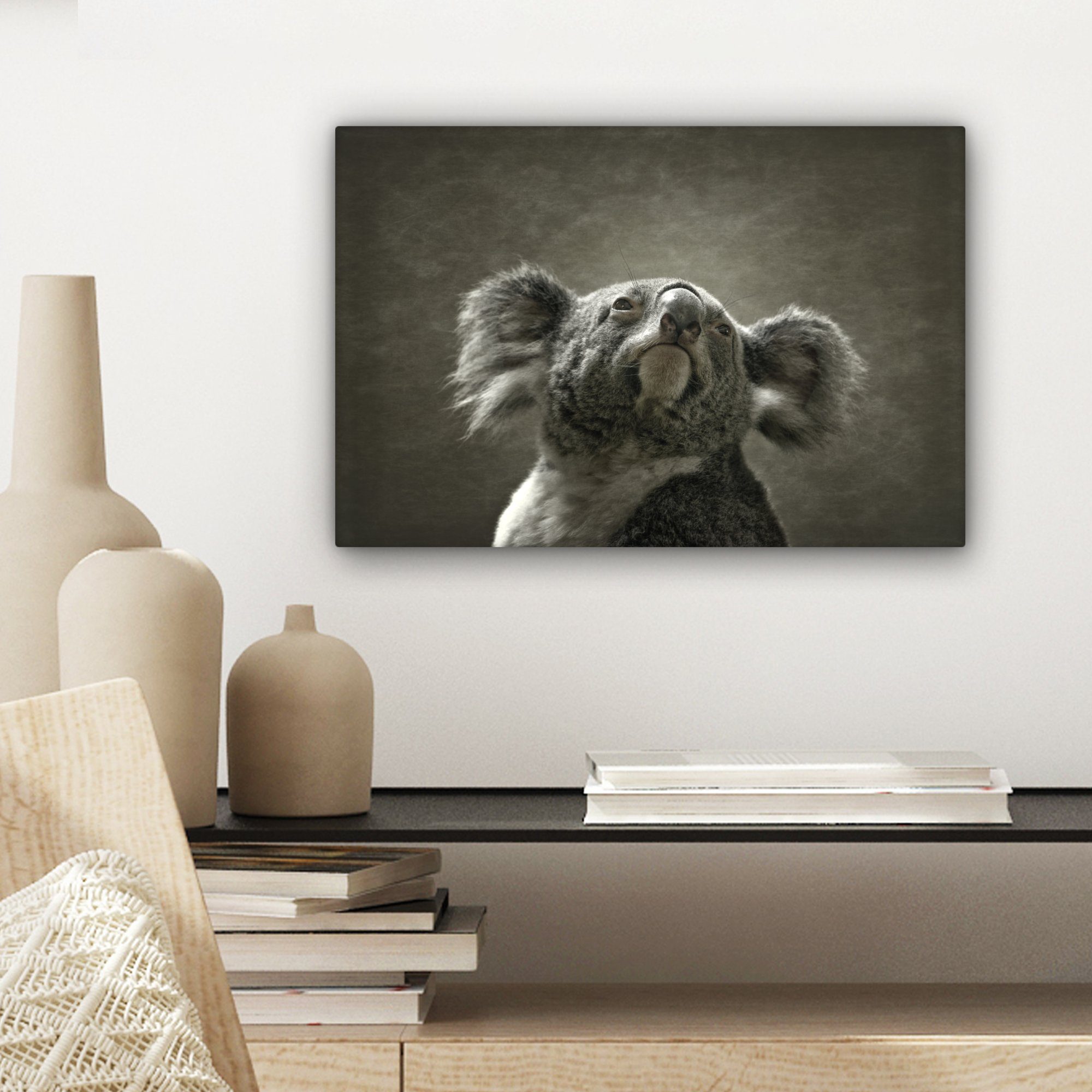 Leinwandbild Kontur, Leinwandbilder, St), - Wandbild Koala Aufhängefertig, OneMillionCanvasses® cm Tiere (1 Wanddeko, 30x20 -