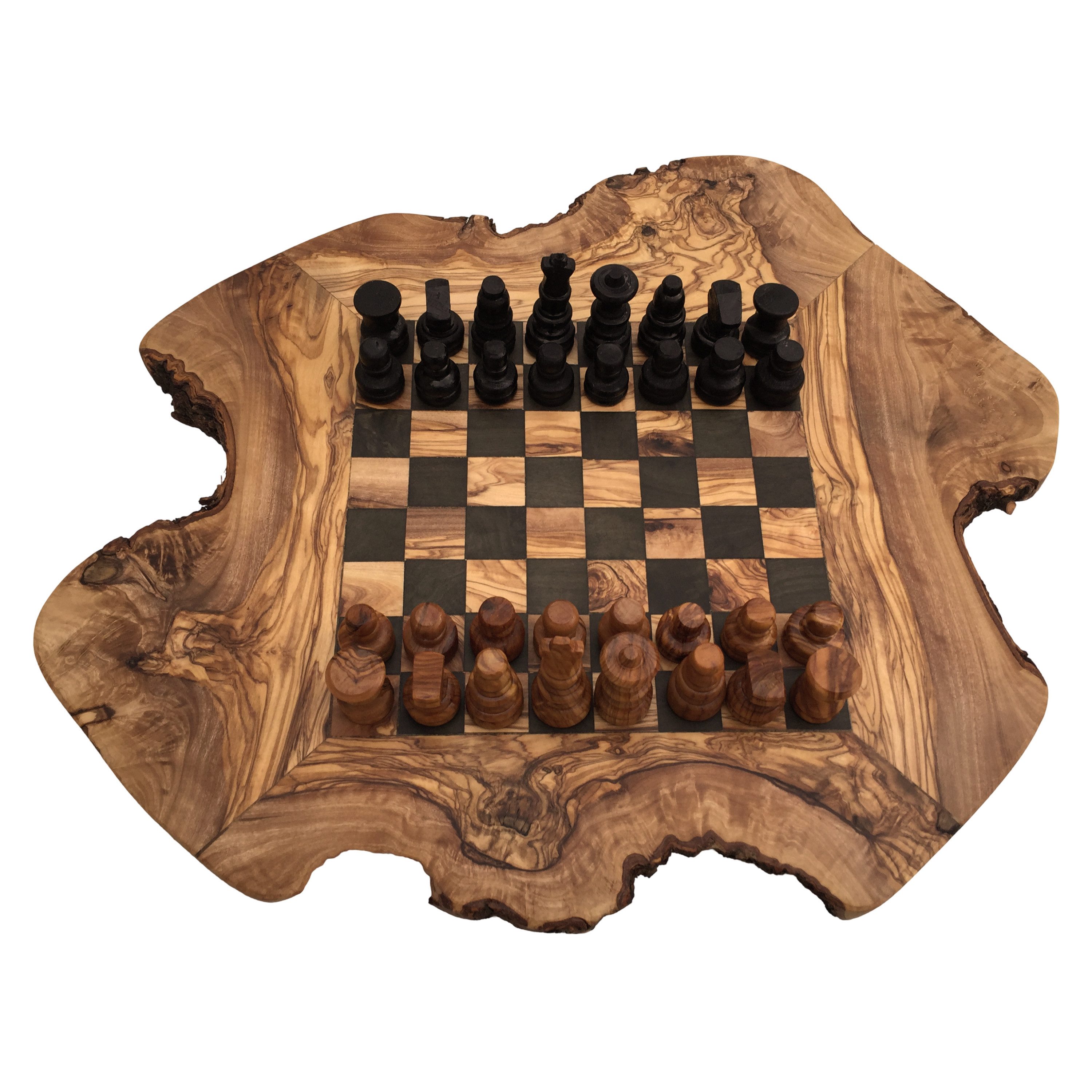 medina mood Spiel Schachspiel Schachbrett rustikal Gr. M schwarz braun aus Olivenholz