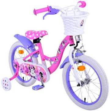 TPFSports Kinderfahrrad Disney Minnie 16 Zoll mit Rücktritt + Handbremse, 1 Gang, (Mädchen Fahrrad - Rutschfeste Sicherheitsgriffe), Kinder Fahrrad 16 Zoll mit Stützräder Laufrad Mädchen Kinderrad