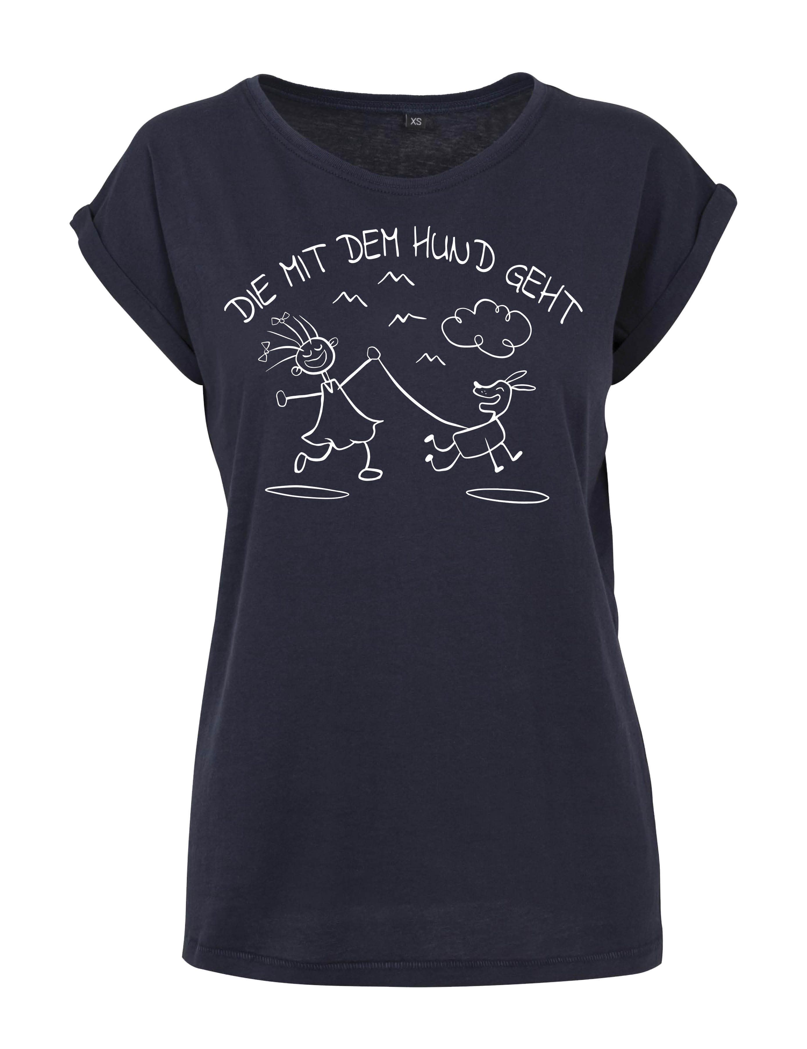 Youth Designz Print-Shirt Die Mit Hund Geht" Damen T-Shirt Statement Geschenk Frauen Motiv mit stylischen Frontprint für Frauen
