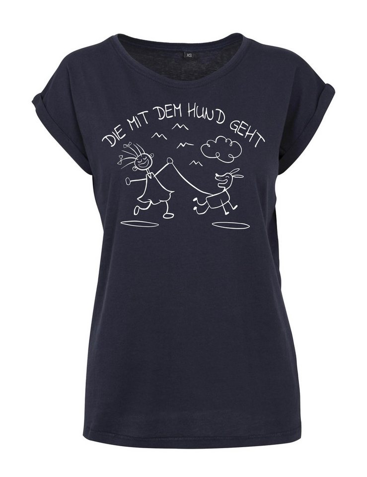 Youth Designz Print-Shirt Die Mit Hund Geht" Damen T-Shirt Statement Geschenk Frauen Motiv mit stylischen Frontprint für Frauen
