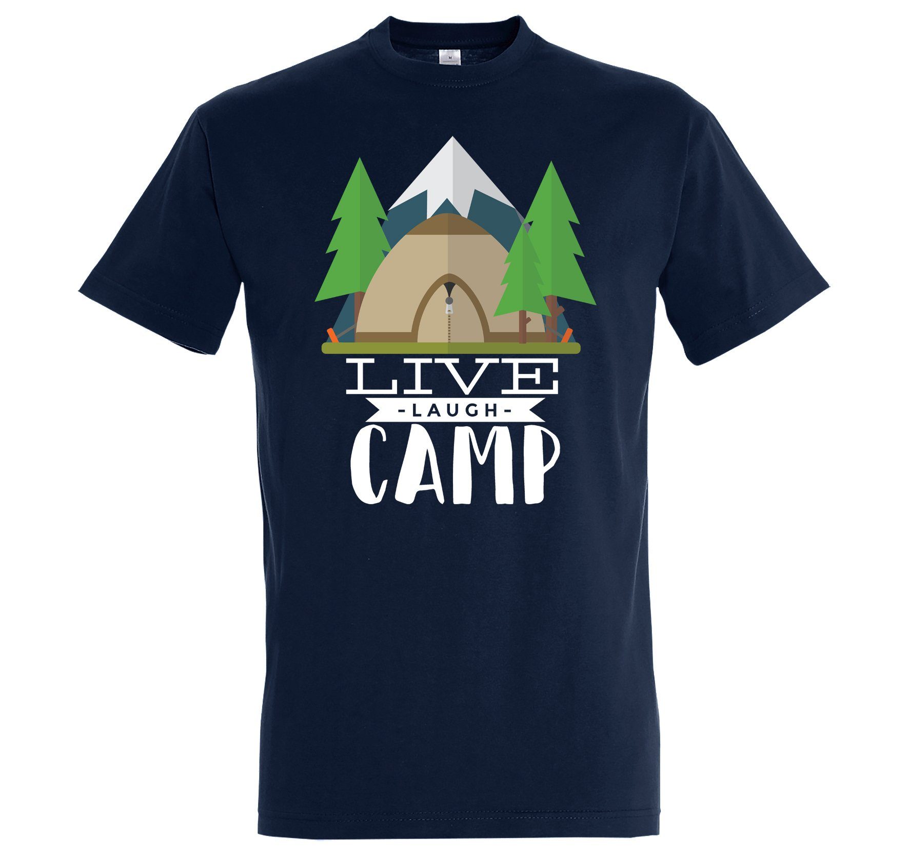 Designz Laugh mit Herren Youth Frontdruck Navy Camp T-Shirt Trendigem Live T-Shirt