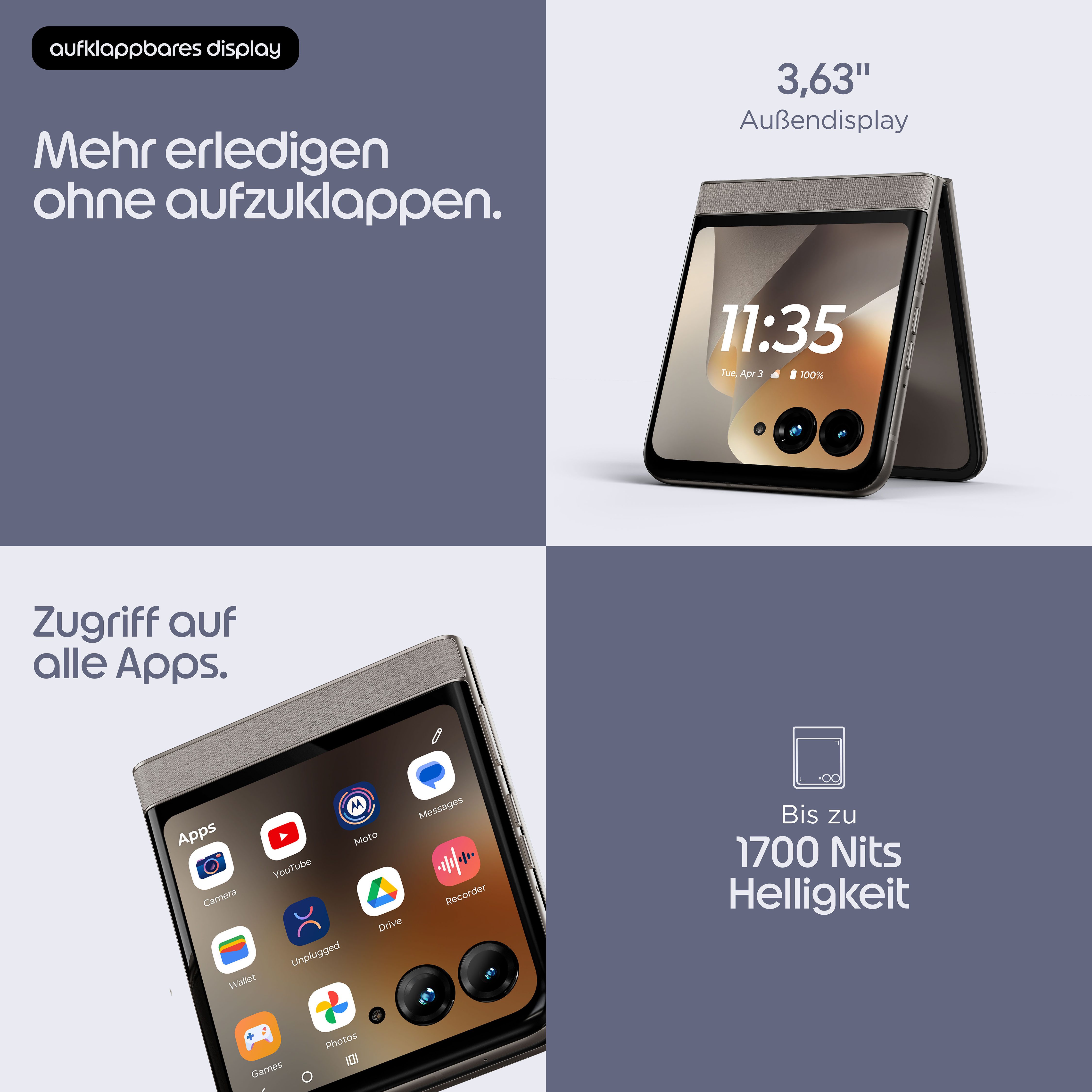 Motorola razr 70 Smartphone (17,53 cm/6,9 Zoll, 256 GB Speicherplatz, 50 MP Kamera)