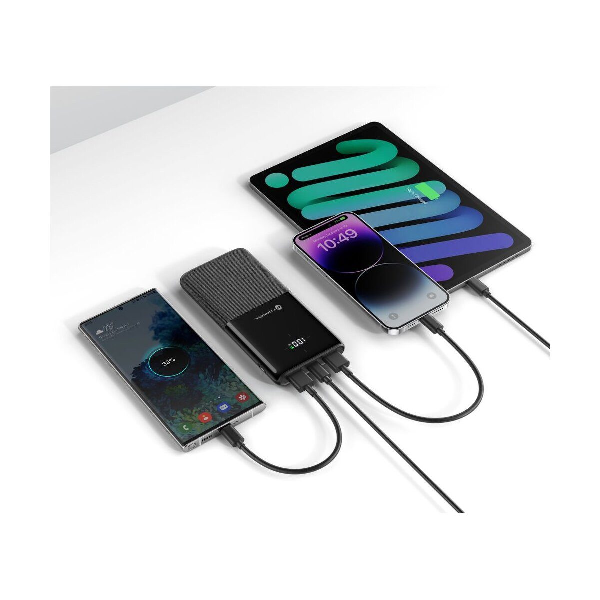 Forcell FORCELL Powerbank 10000mAh 20W PD QC3.0 Schwarz Smartphone-Ladegerät (10.000?mAh Kapazität)