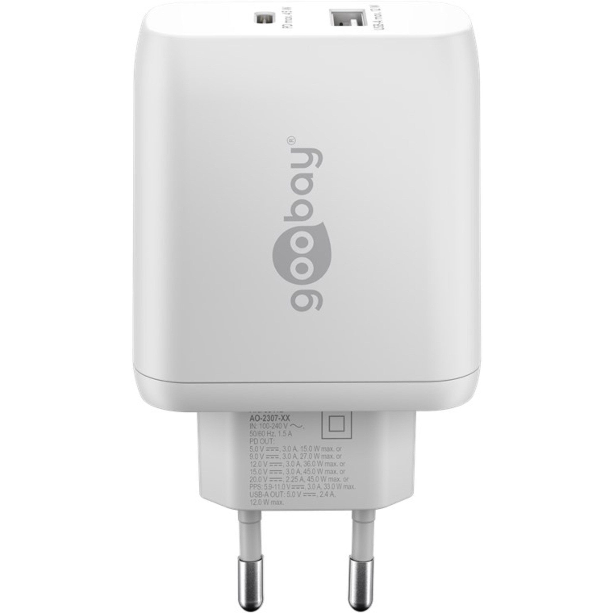 Goobay goobay USB-C PD Dual-Schnellladegerät 45 Watt, Netzteil