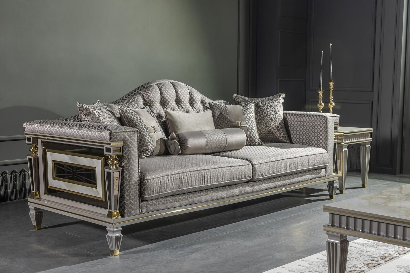 JVmoebel Sofa Couch Made Luxus Dreisitzer Sofa big in xxl Europe Möbel sofas, Silber couchen Grau