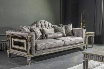 JVmoebel Wohnzimmer-Set Wohnzimmer Set Grau Sofagarnitur Elegantes Sessel Modern Beistelltisch