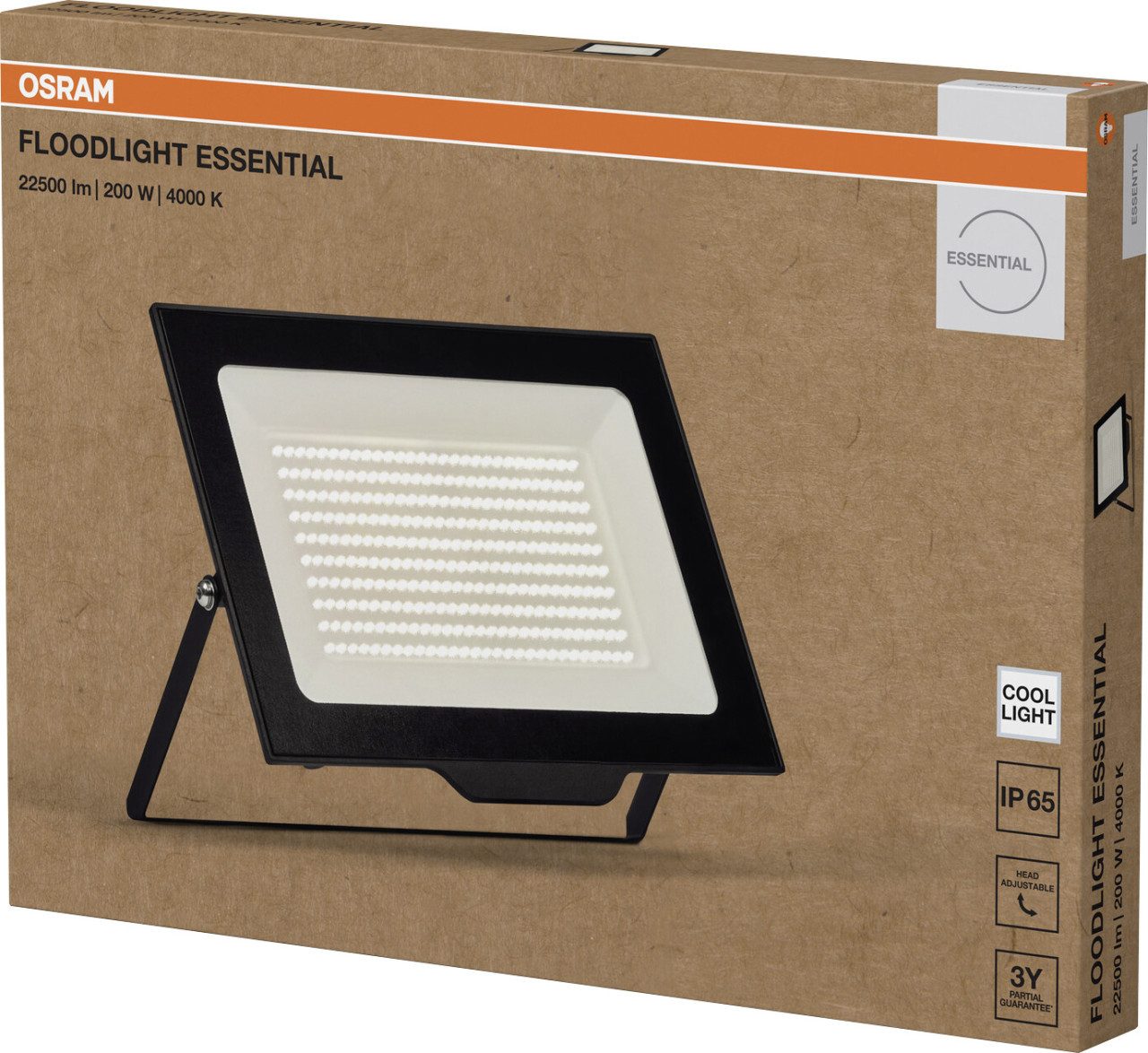 Osram Außen-Wandleuchte Osram Außenleuchte Floodlight Essential 200W 4000K, Inkl. Leuchtmittel, Nicht dimmbar ohne Bewegungsmelder