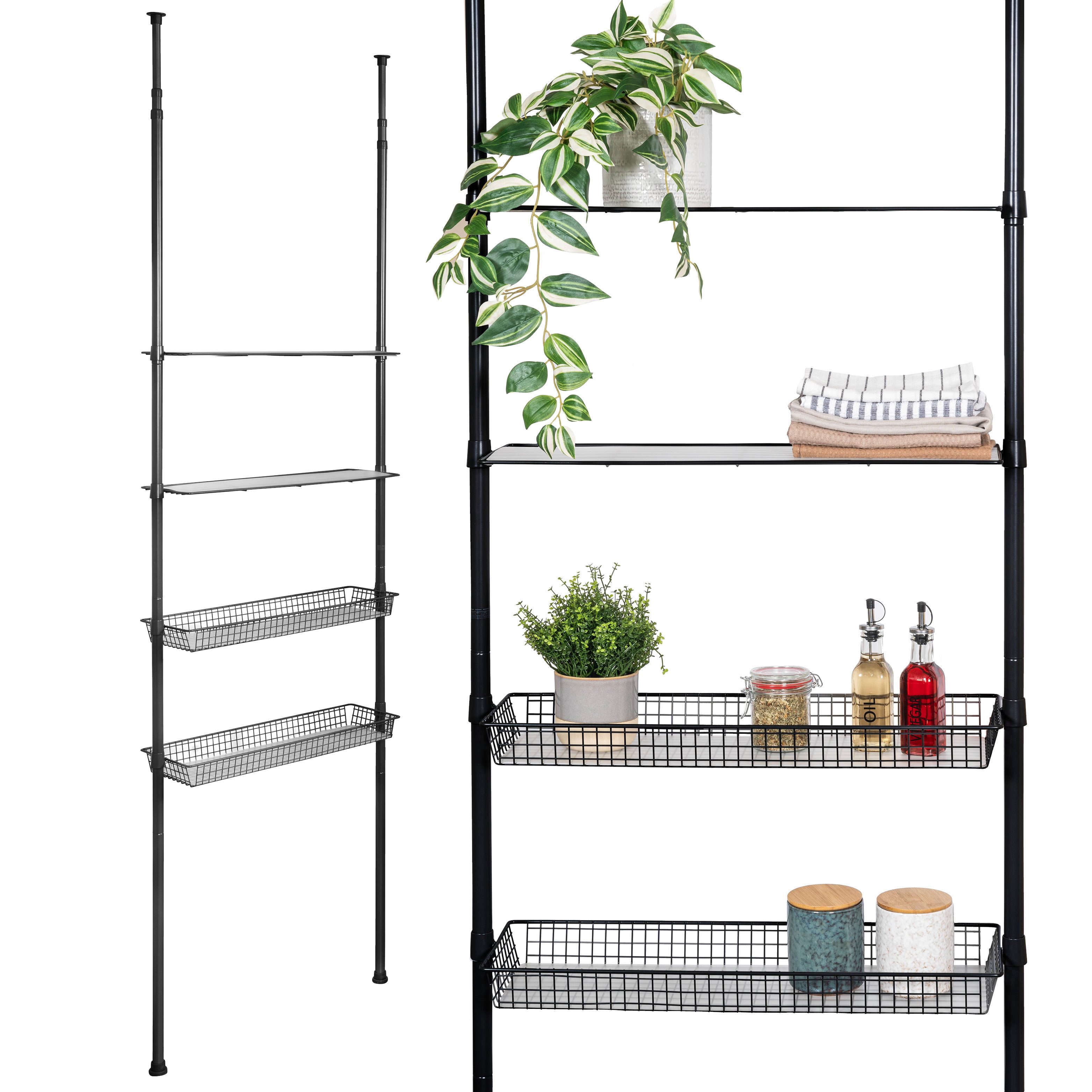 bremermann Teleskopregal 2 Körbe, 2 Ablagen, Teleskop-Stange bis max. ca. 2 günstig online kaufen