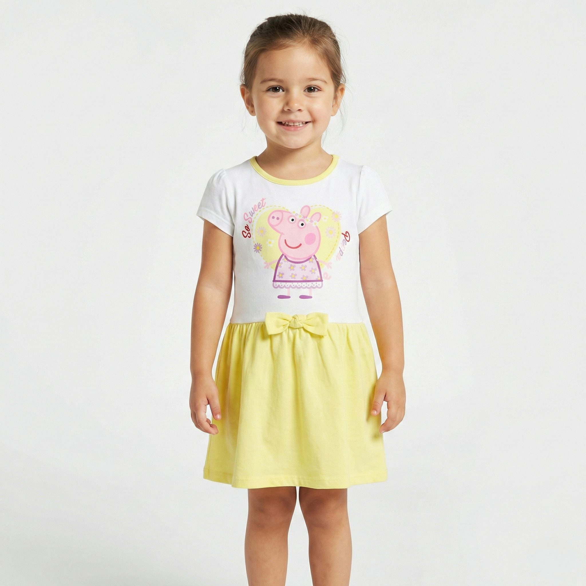 Peppa Pig Sommerkleid Peppa Wutz Kinder Mädchen kurzarm Kleid Gr. 92 bis 116, 100% Baumwolle