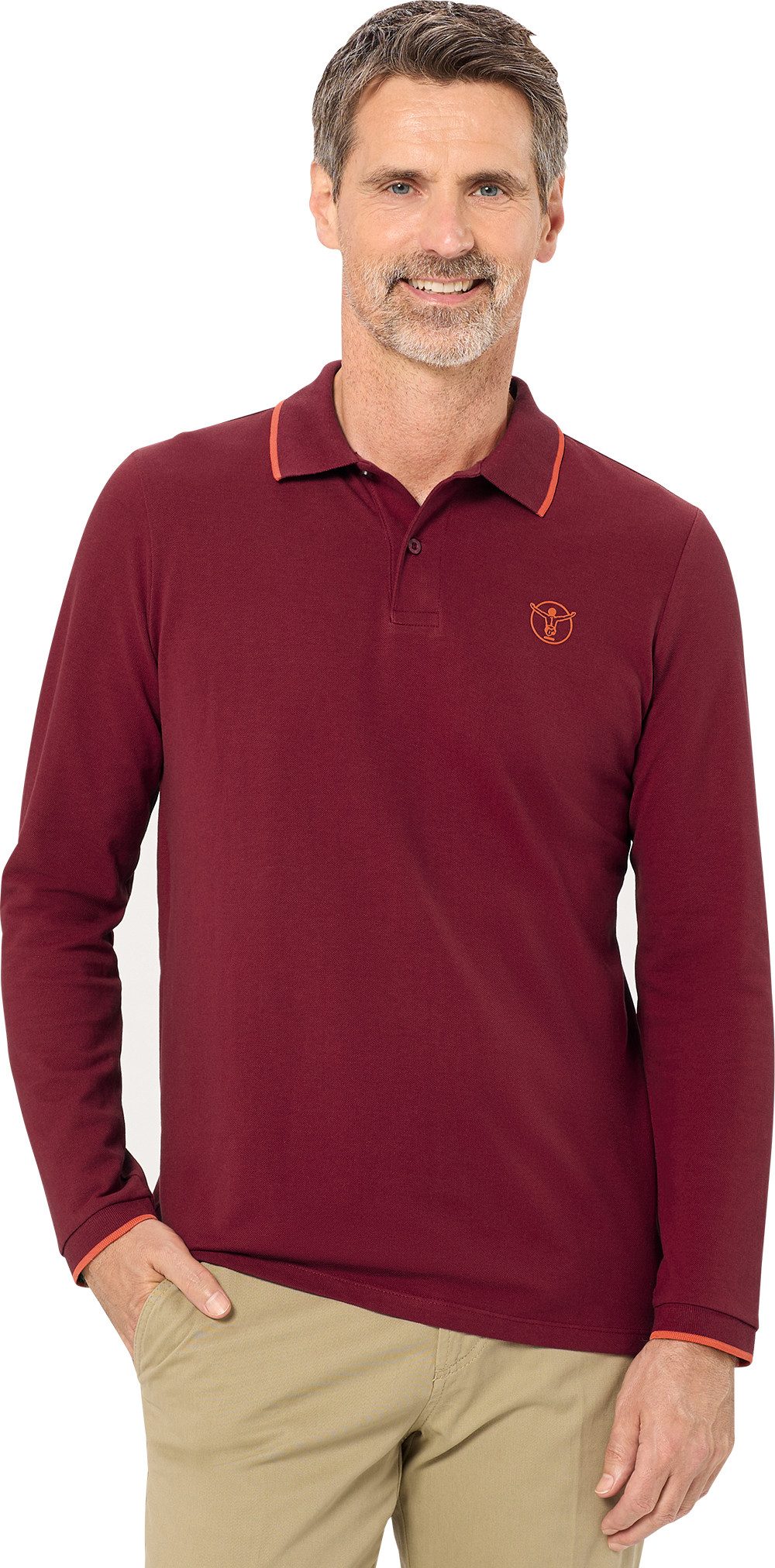Chiemsee Langarm-Poloshirt aus formstabilem Baumwoll-Piqué