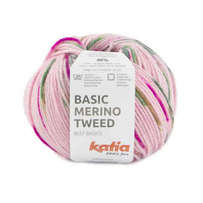 Katia Basic Merino Tweed Wolle zum Stricken und Häkeln Häkelwolle, 120,00 m (mit Merinowolle, trocknergeeignet, 50g Strickwolle, Strickgarn, Handstrickgarn), Tweedgarn, Tweedwolle