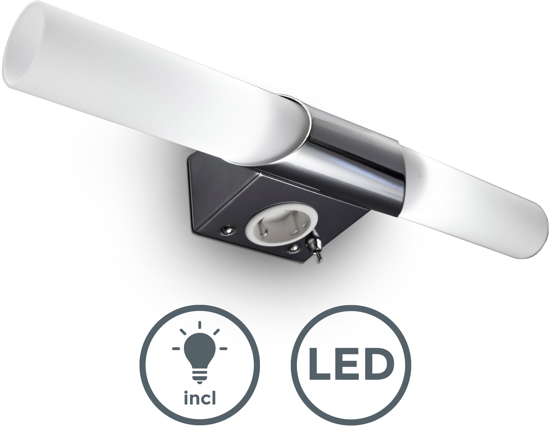 B.K.Licht Spiegelleuchte BK_WL1021 LED-Spiegelleuchte, 44,5 Steckdose, wechselbar, 2x 5W-E14, 3000K, Warmweiß, E14 cm 2x 470Lm, inkl. Inkl. Breite: Leuchtmittel IP20, Fassung, Bad-Wandleuchte