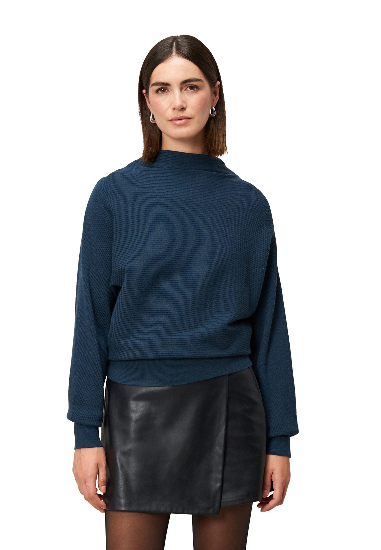 Zero Strickpullover Damen strukturiert mit Stehkragen (1-tlg) Plain/ohne Details