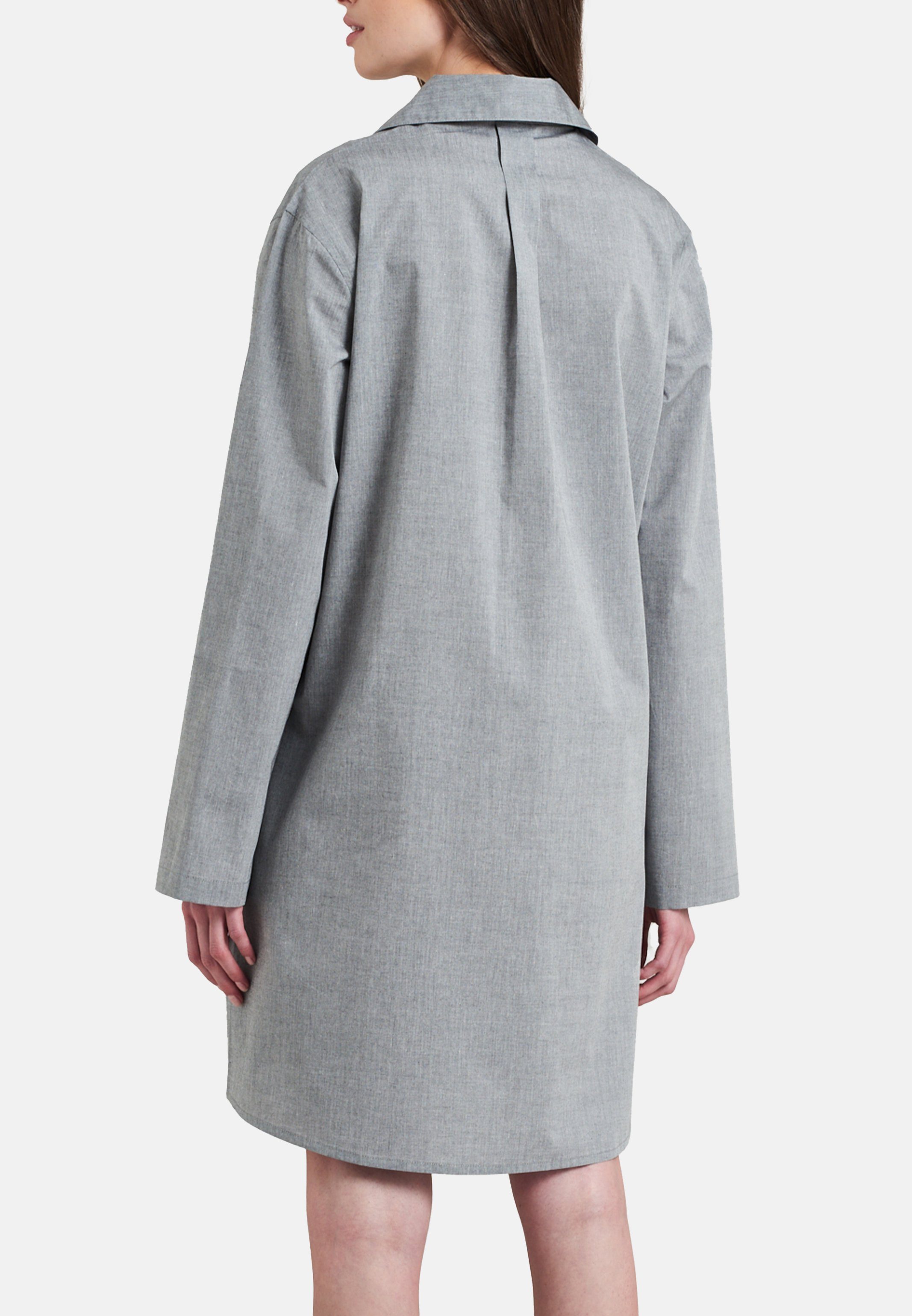 Kopfleiste, (1-tlg) - Nachthemd - Durchgehende Baumwolle Knielang langarm Chambray seidensticker Nachthemd