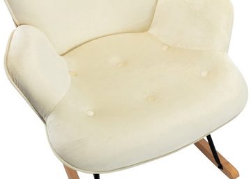 TPFLiving Schaukelstuhl Sanna mit hochwertig gepolsterter Sitzfläche (Schwingstuhl - Relaxstuhl - Relaxsessel - Lehnstuhl), Gestell: Buchenholz/Metall Natura/schwarz - Sitzfläche: Samt creme