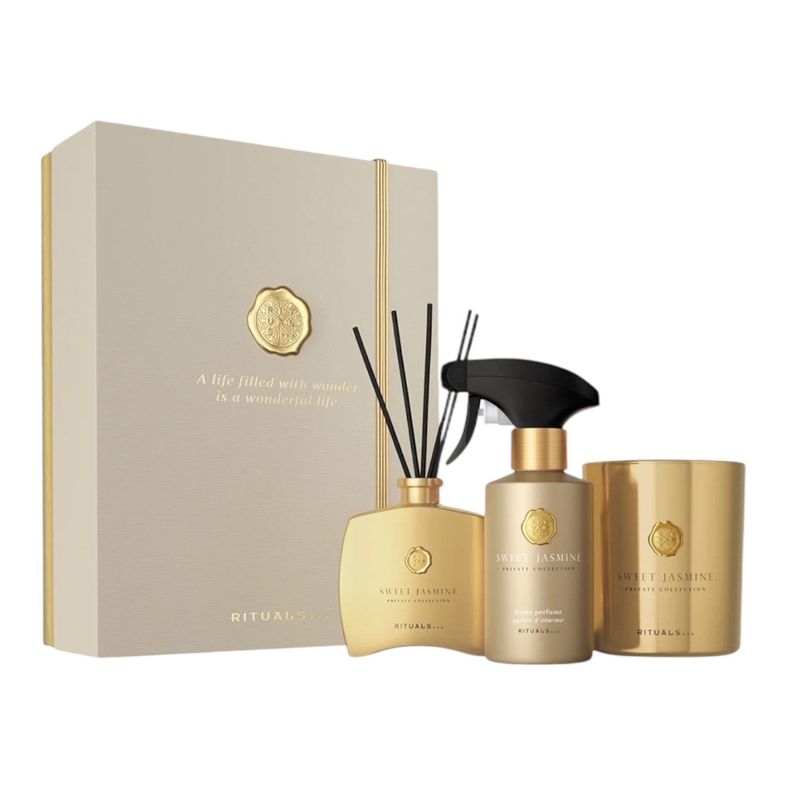 Rituals Pflege-Geschenkset PRIVATE COLLECTION Sweet Jasmine Luxus Gift Set, 3 luxuriöse Raumdüfte aus der Rituals Private Collection Sweet Jasmin