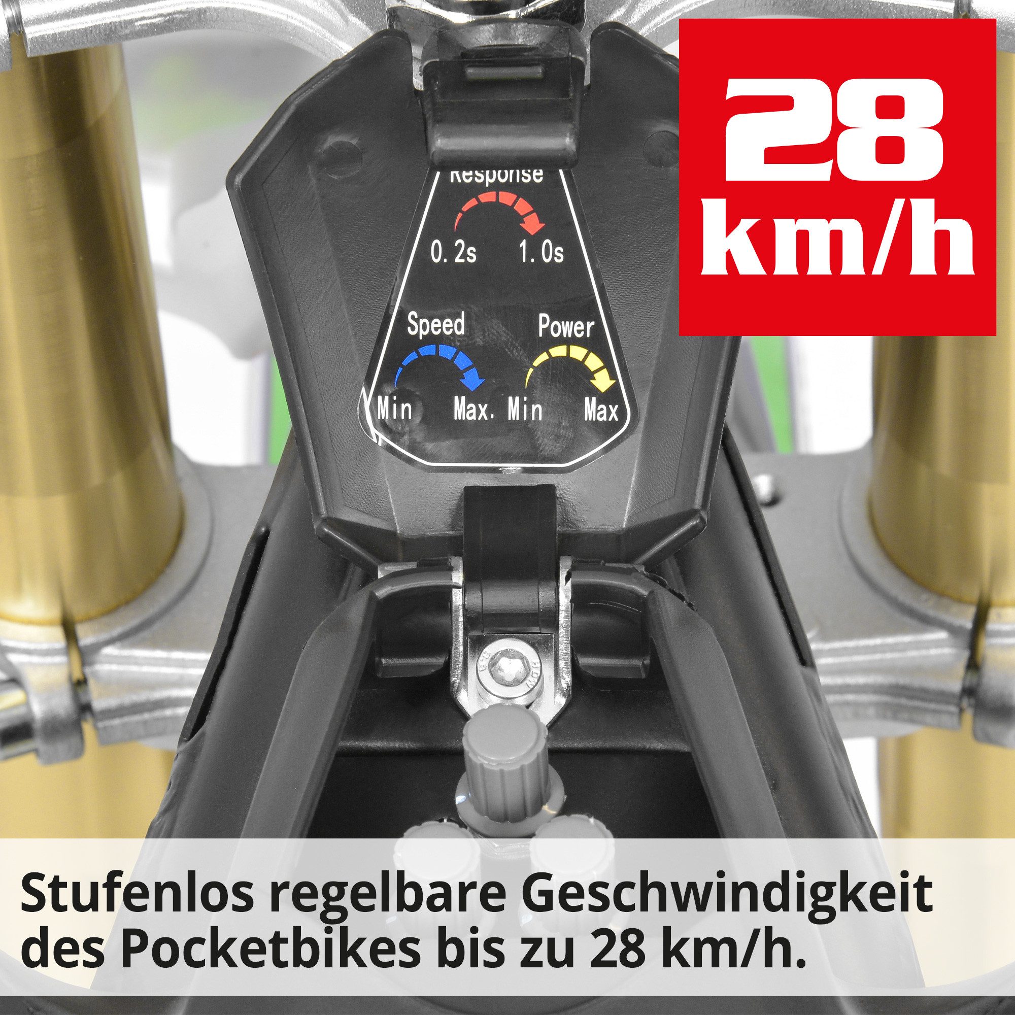Hecht Elektro-Kindermotorrad 59100 Green 1000 W Pocketbike Mini-Bike 28 km/h Akku, Offroad Kindercross gefedert mit Scheibenbremsen
