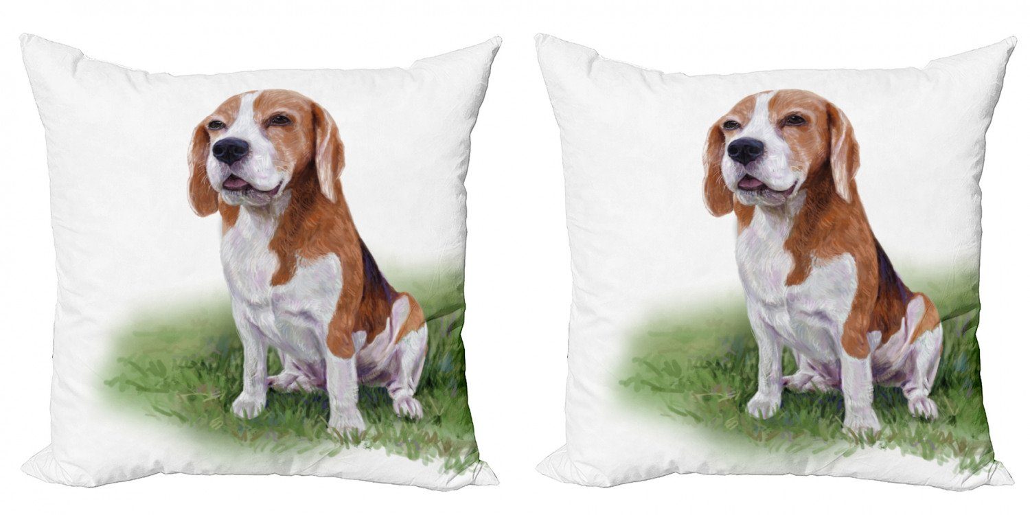Modern Abakuhaus Hundeskizze Accent Digitaldruck, in Konzentriert Doppelseitiger Mind Beagle (2 Stück), Kissenbezüge