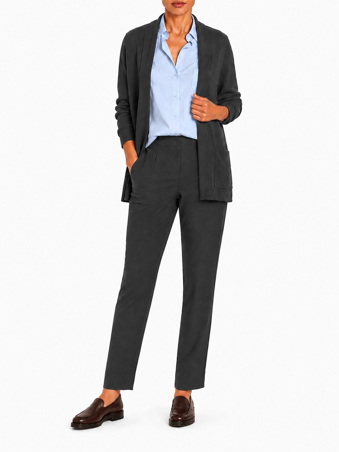 ROBELL Stoffhose Bengaline Damenhose Stretch Schlupfhose mit Comfortbund Beruf Businesshose Damen und zugleich Freizeithose Damen