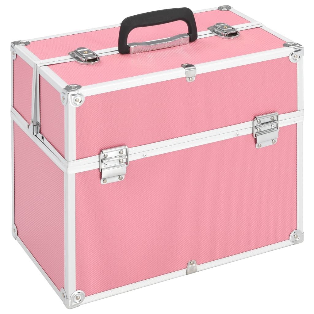 vidaXL Kosmetikkoffer Kosmetikkoffer 38x23x34 cm Rosa Aluminium (1-tlg)