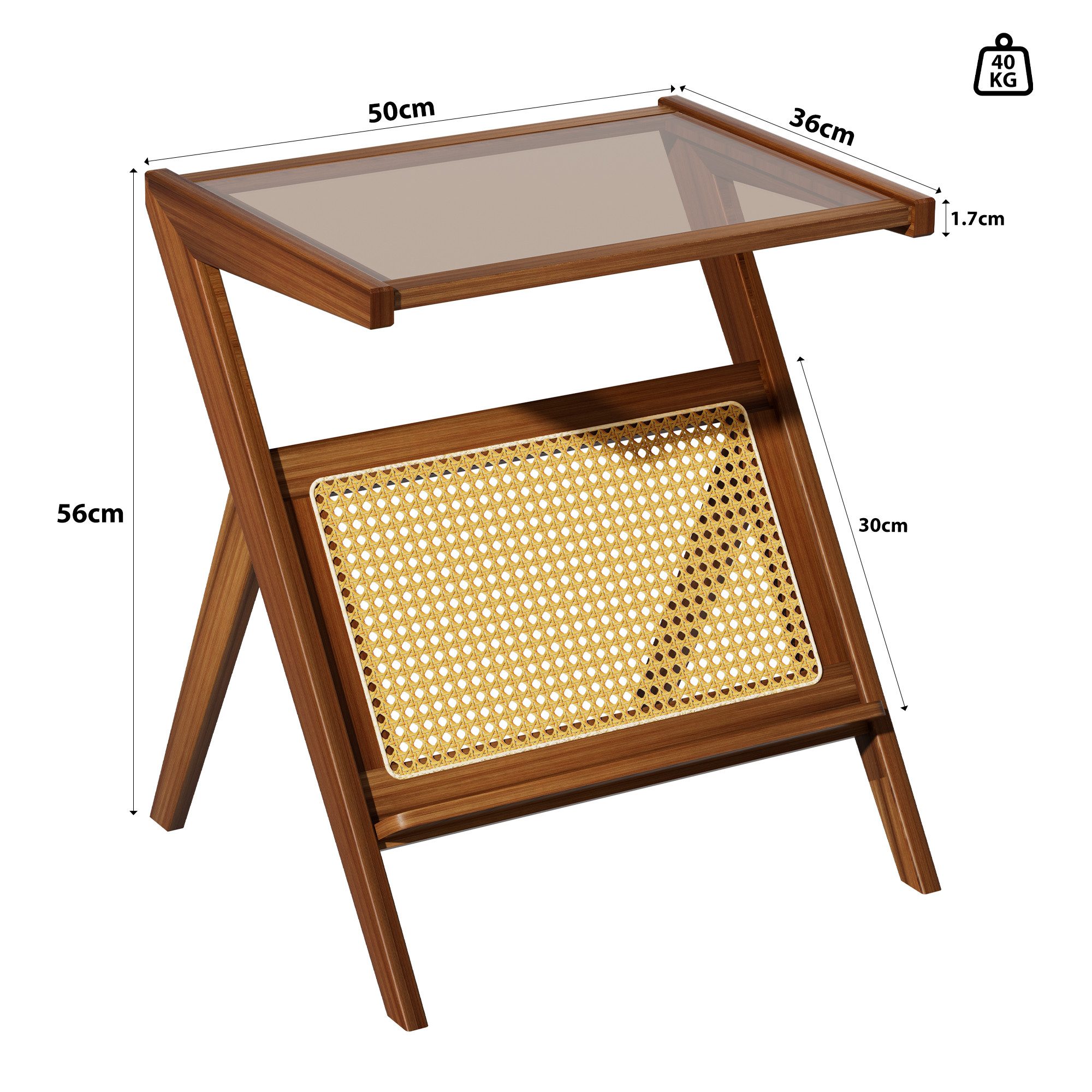 Estiliza Beistelltisch Sofatisch aus Bambus mit Glastischplatte (1-St), 50× günstig online kaufen